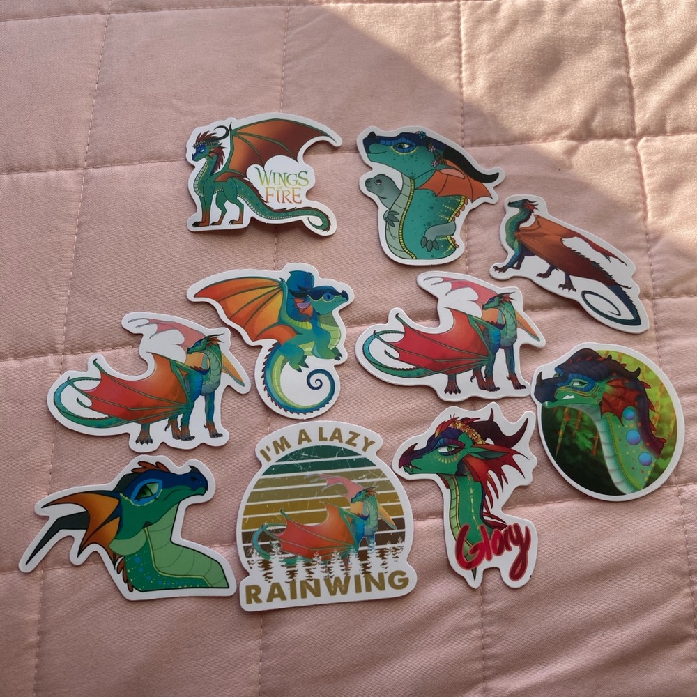 WOF wings of fire stickers pack of 10 ~Rainwing edition~
